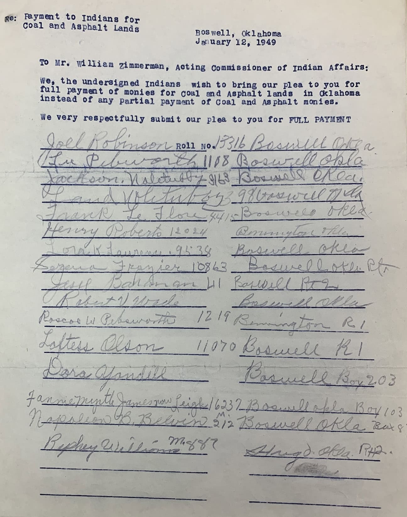 Coal and asphalt payments